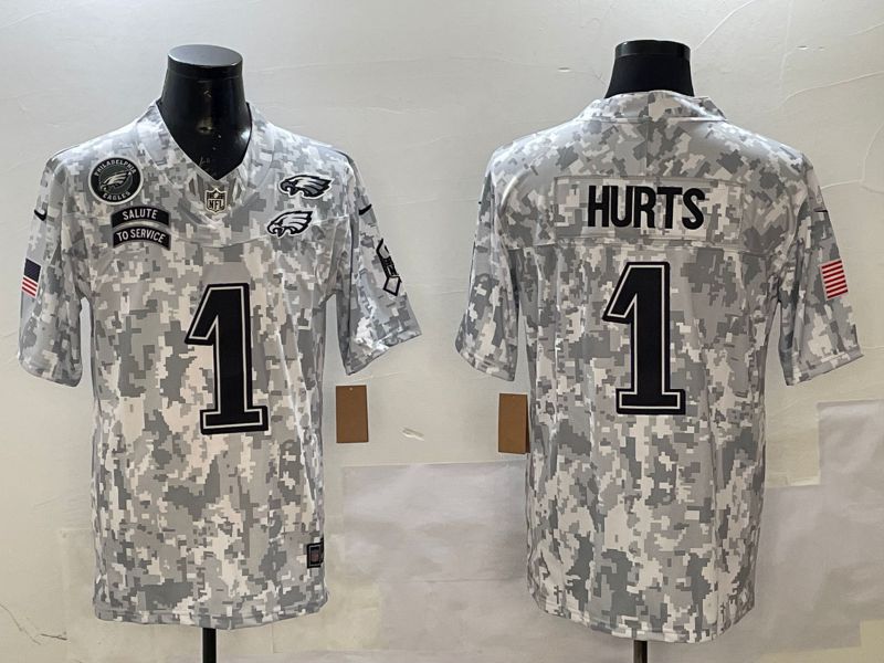 Men Philadelphia Eagles #1 Hurts Camo Nike 2025 Salute to Service Limited NFL Jersey style 1->philadelphia eagles->NFL Jersey